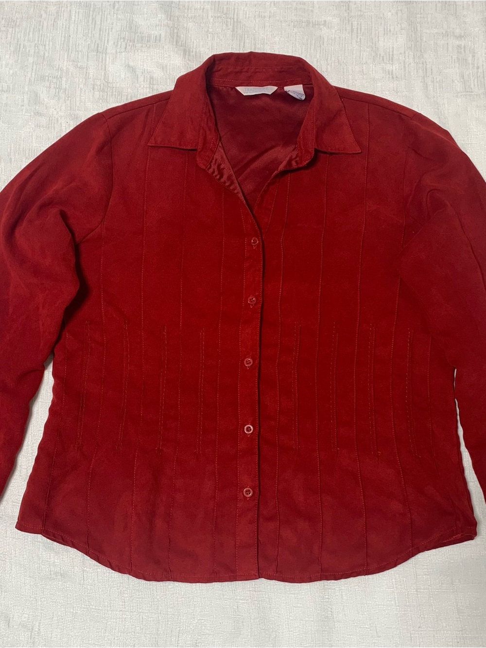 Women's Red Button-Down Collared Shirt - Tailored Everyday Top